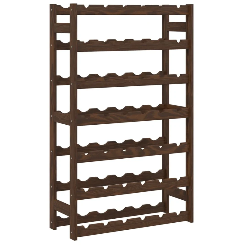 Casier range bouteilles étagère de rangement vin pour 42 bouteilles en bois de pin marron DEC024323