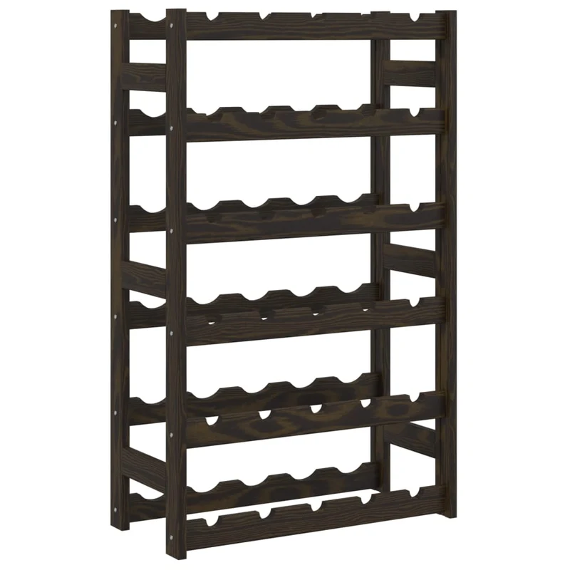 Casier range bouteilles étagère de rangement vin pour 30 bouteilles en bois pin noir DEC024315