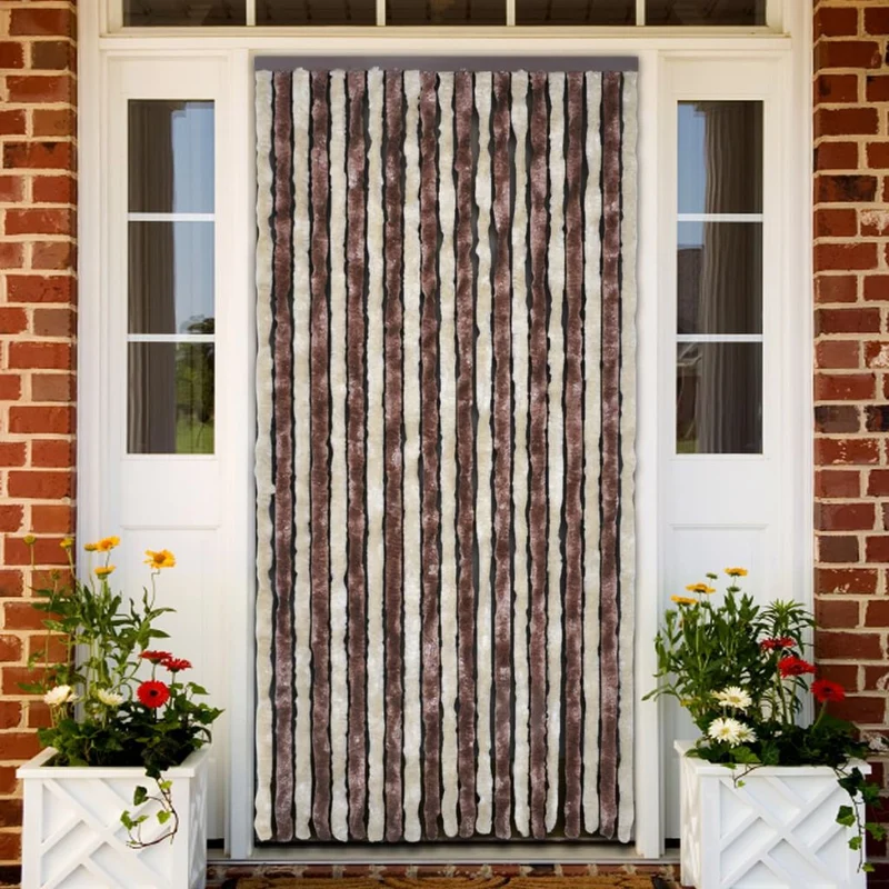 Rideau contre insectes moustiquaire Beige et marron clair 100x220 cm Chenille DEC022169
