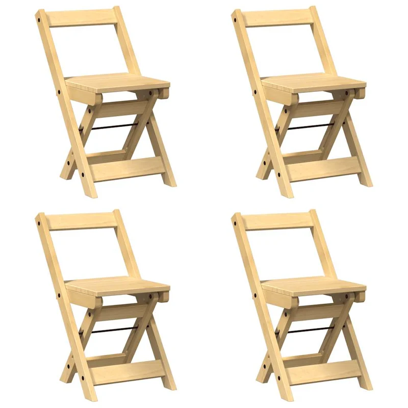 Lot de 4 chaises de cuisine ou salle à manger pliables en bois de pin brun DEC026289