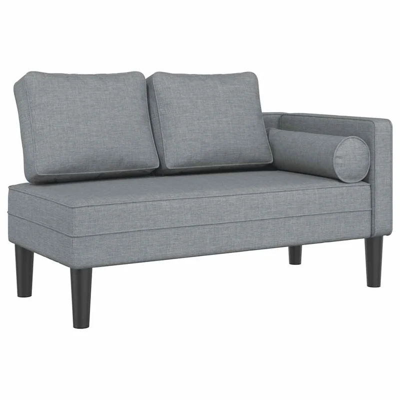 Méridienne chaise longue canapé pour intérieur avec coussins en tissu gris clair DEC026072