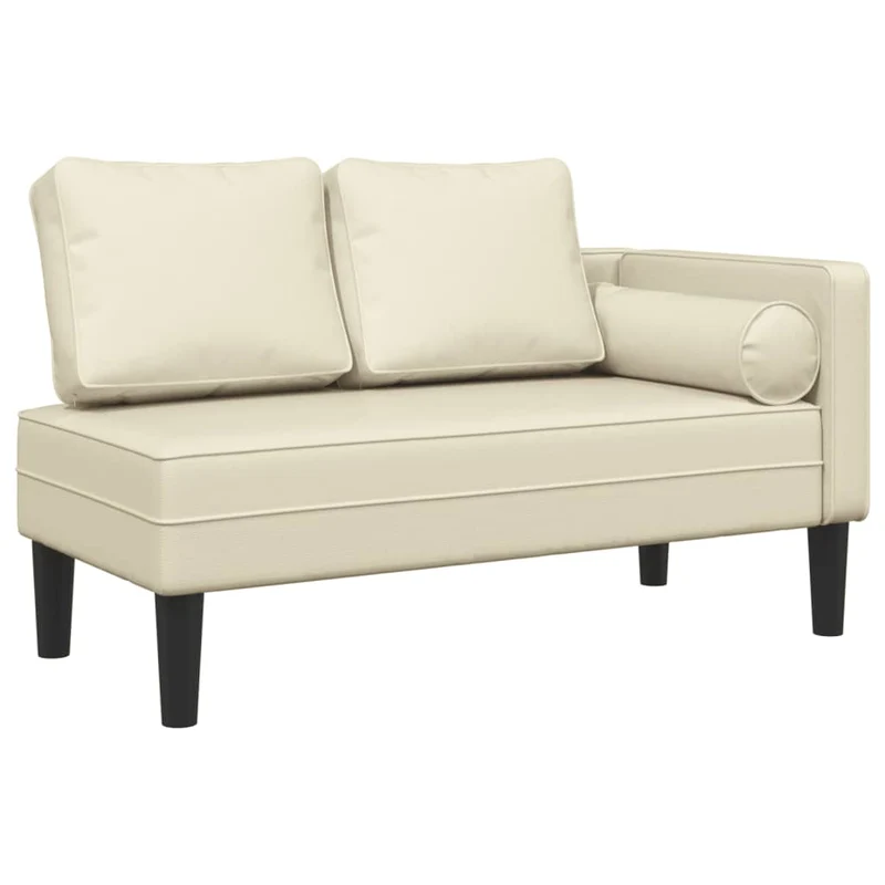 Méridienne chaise longue canapé pour intérieur avec coussins crème PVC crème DEC026066