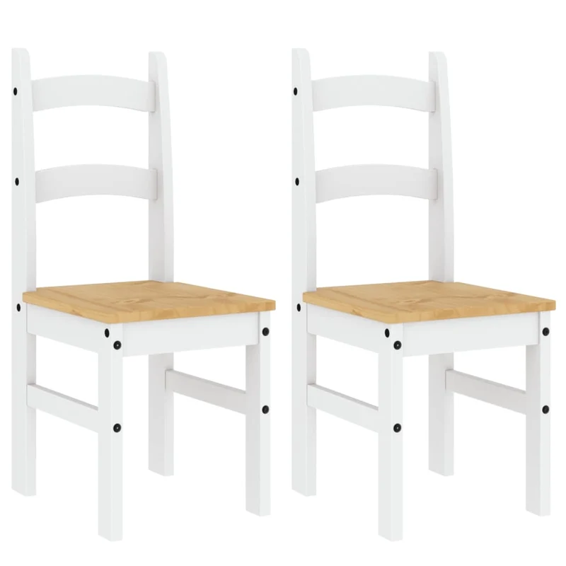 Set de 2 chaises de salle à manger design rustique 40 x 46 x 99 cm en bois de pin blanc DEC025474