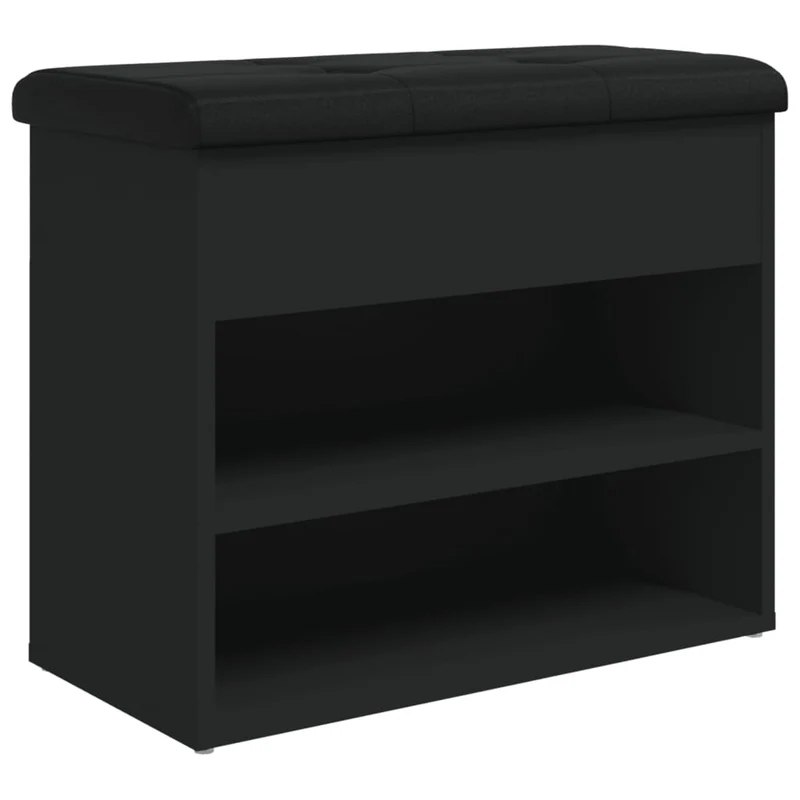 Banc de rangement à chaussures 62 x 32 x 50 cm bois d'ingénierie noir DEC024918