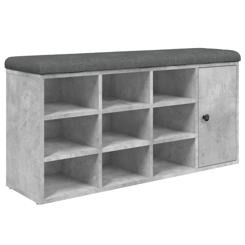 Banc de rangement à chaussures couleur gris béton 102 x 32 x 50 cm bois d'ingénierie gris DEC024902
