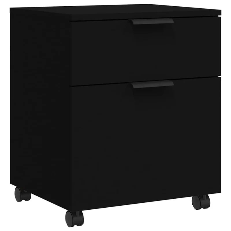 Caissons à tiroirs meuble de bureau mobile sur roulettes 45 x 38 x 54 cm en bois d'ingénierie noir DEC024565