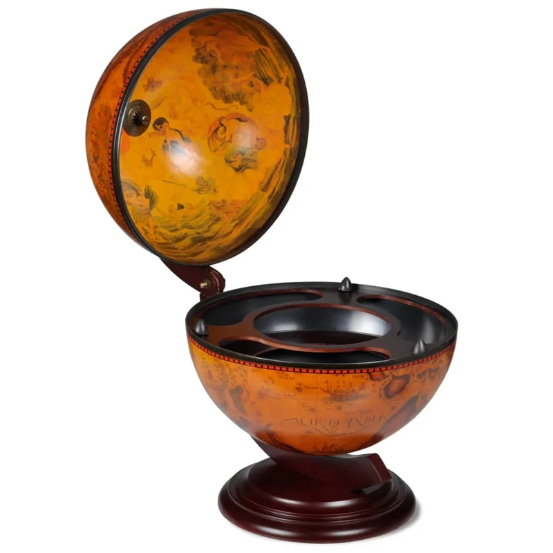 Support de vin sous forme de globe bois d'eucalyptus brun DEC024451
