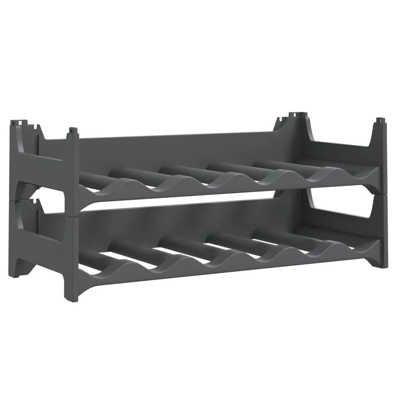 Casier range bouteilles étagère de rangement vin pour 12 bouteilles pp empilable anthracite DEC024393