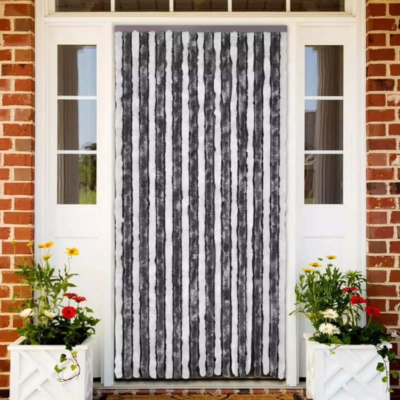 Rideau contre insectes moustiquaire Gris et blanc 90x220 cm Chenille DEC022170