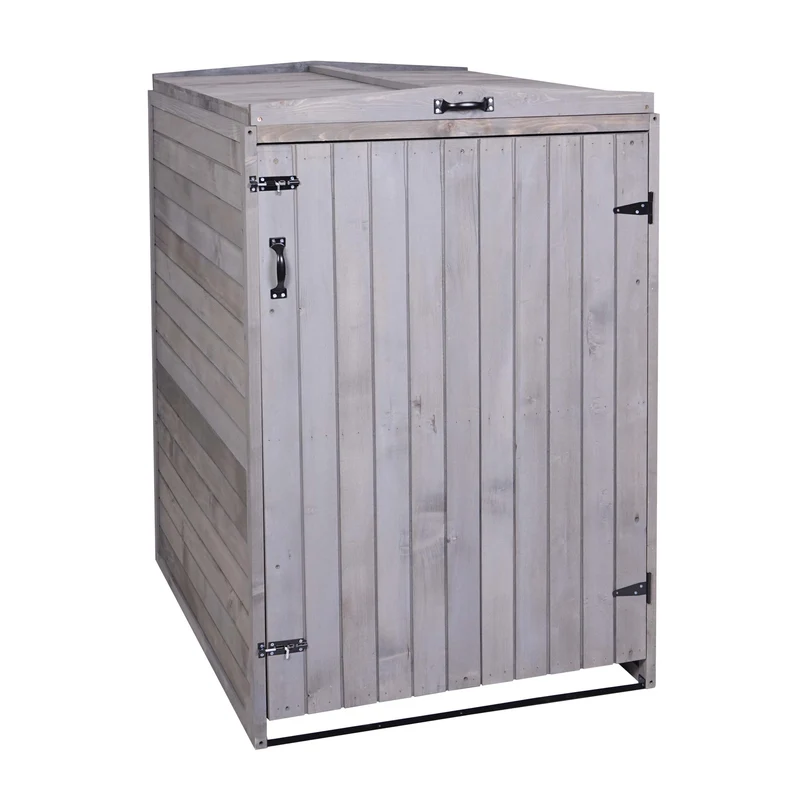 Abris poubelles convient pour deux bacs normaux ou un grand bac 126 x 80 x 98 cm bois mvg gris anthracite 04_0007001
