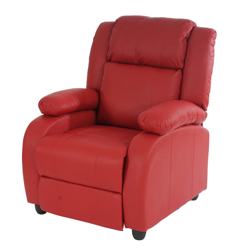 Fauteuil tv de relaxation réglage synchrone du dossier et du repose-pieds en PVC rouge 04_0006896