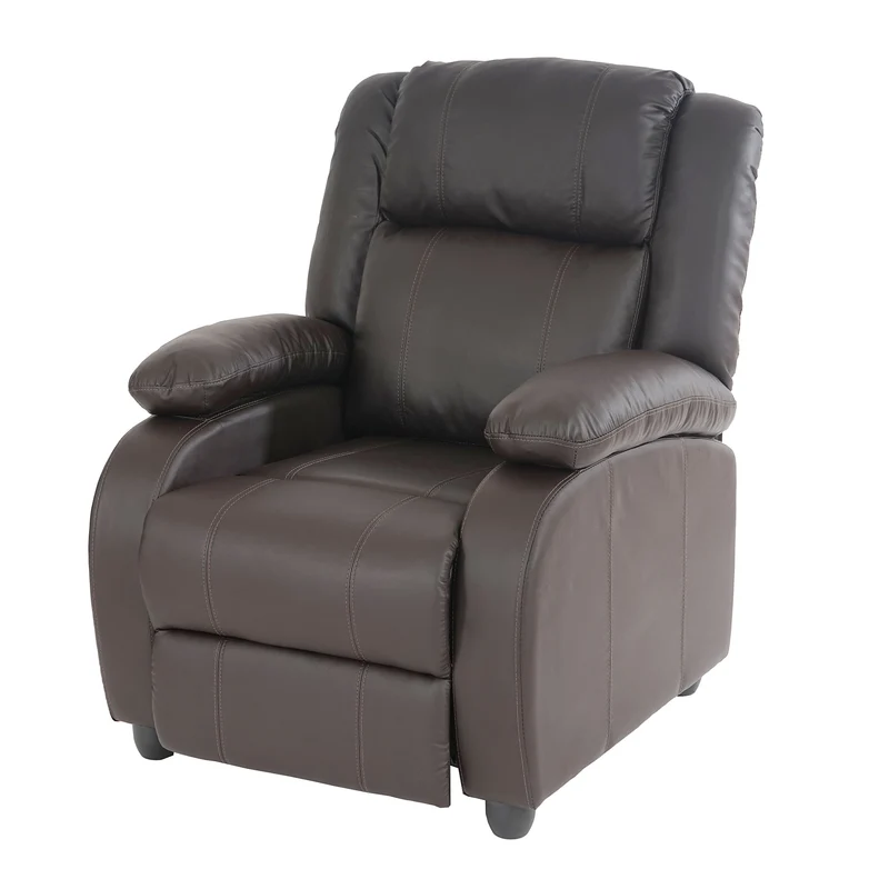 Fauteuil tv de relaxation réglage synchrone du dossier et du repose-pieds en PVC café 04_0006900