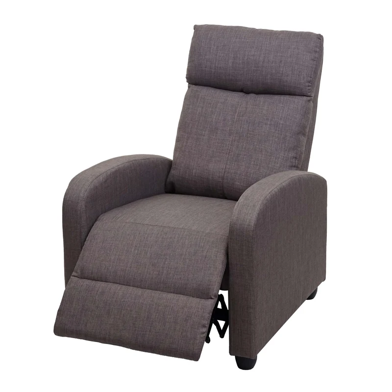 Fauteuil TV relaxation fonction inclinable réglage synchrone du dossier et du repose-pieds en tissu gris-marron 04_0006878