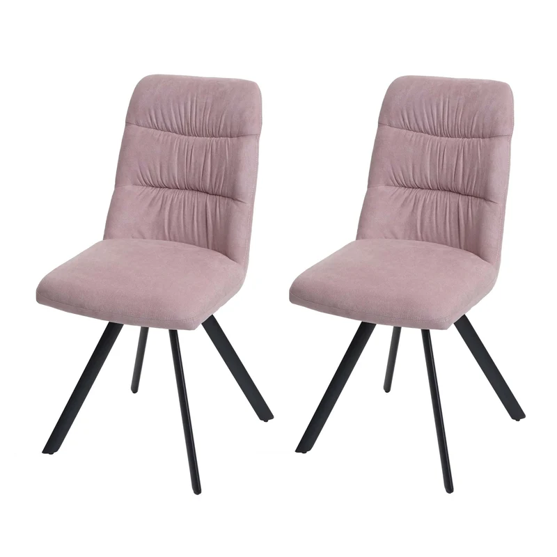 Lot de 2 chaises de salle à manger rotation à 90° dans les deux sens en velours rose structure en acier 04_0007360