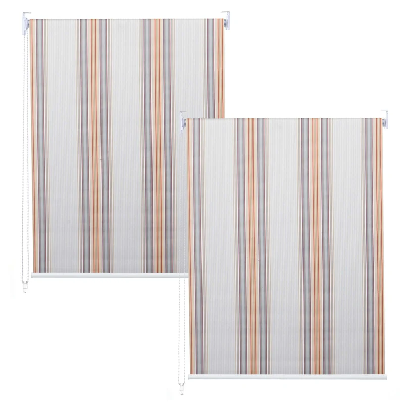 Lot de 2 stores enrouleurs pour fenêtre avec kit de montage 120 x 230 cm protection solaire opaque gris/marron/orange 04_0007443