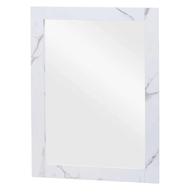 Miroir mural de salle de bain 72 x 52 cm MDF aspect marbre blanc 04_0007885
