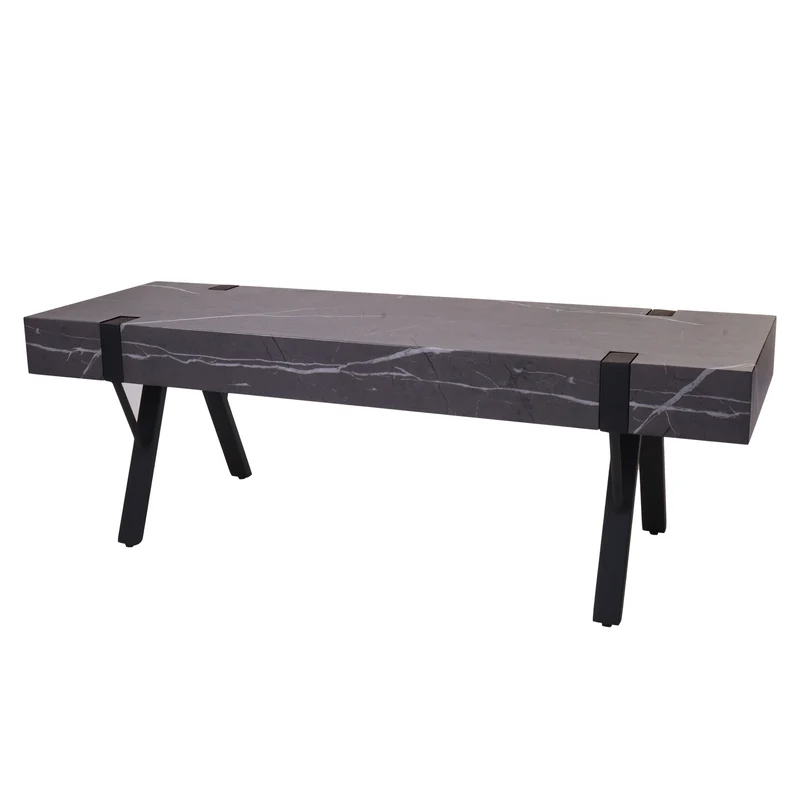 Meuble TV meuble de salon 42 x 120 x 40 cm MDF aspect marbre gris et fer 04_0007860