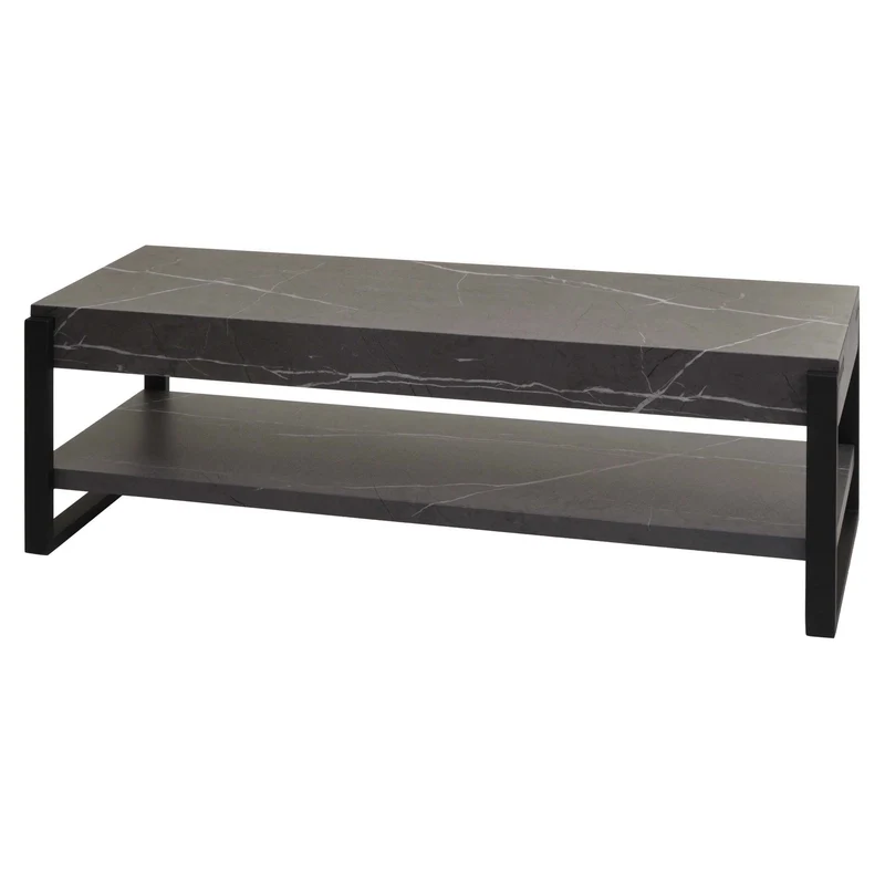 Meuble TV avec espace de rangement 42x120x44 cm MDF aspect marbre gris 04_0007858