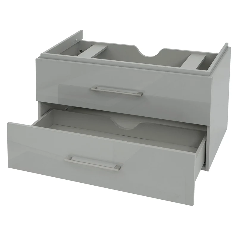 Meuble sous-lavabo meuble de salle de bain MDF brillant gris 04_0007849