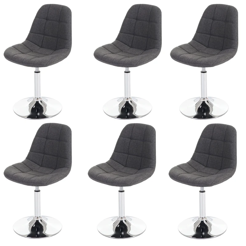 Lot de 6 chaises de salle à manger pivotante en textile gris clair et cadre en métal chromé 04_0007682