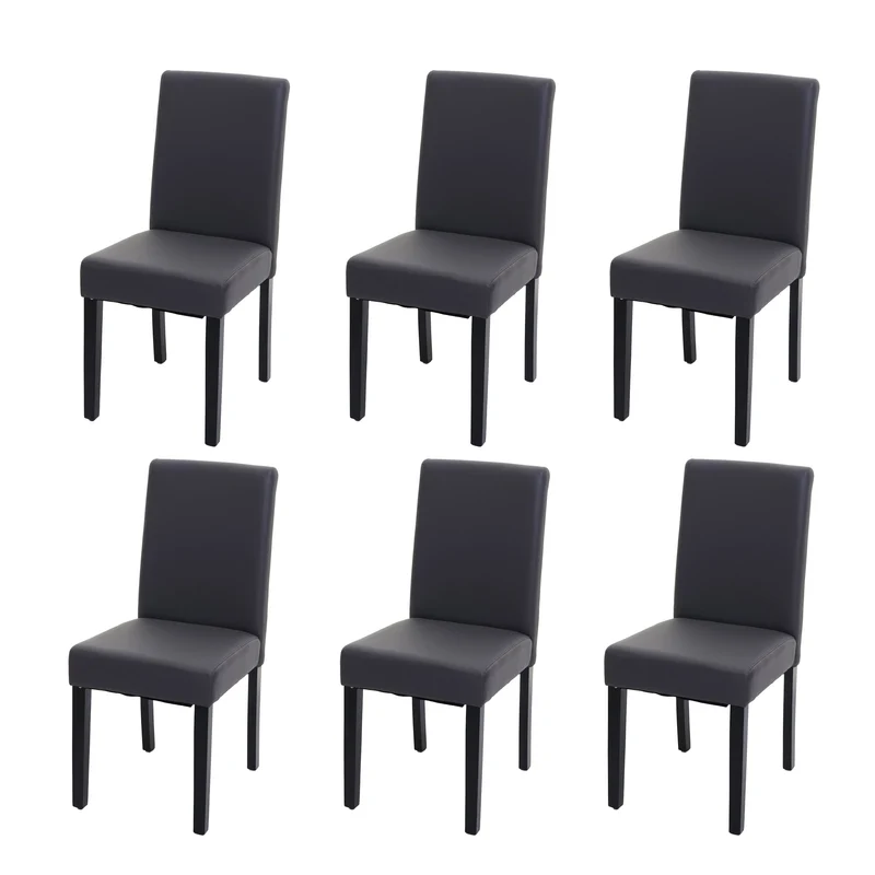 Lot de 6 chaises de salle à manger design moderne en PVC gris mat pieds en bois foncés 04_0007659