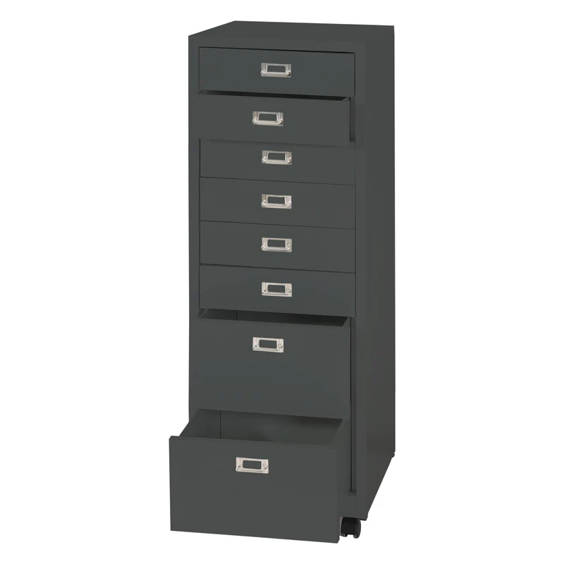 Caisson à tiroirs armoire de bureau 115x40x41 cm 8 tiroirs en acier gris foncé 04_0008264