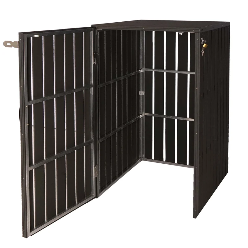 Abris poubelles pour conteneur 80 à 240 litres 115x77x97 cm acier et WPC anthracite 04_0008248