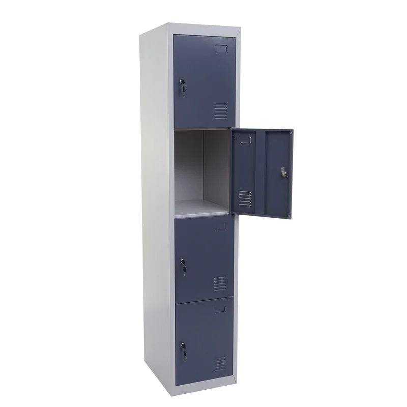 Casier armoire de rangement 4 compartiments verrouillables 180 x 38 x 45 cm acier gris anthracite 04_0007262