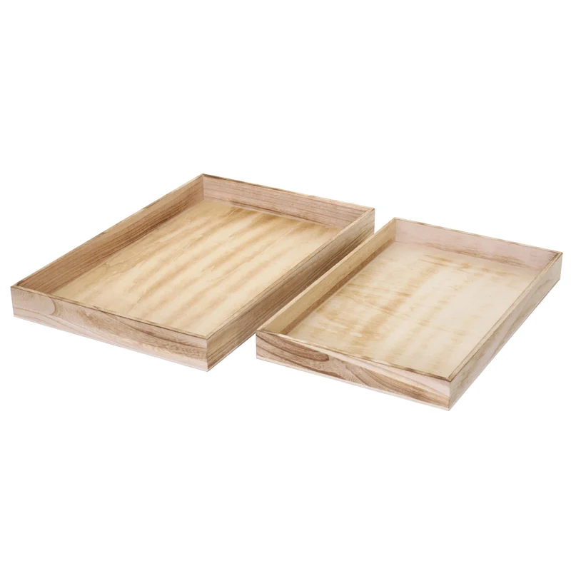2x plateaux de différentes tailles plateau petit-déjeuner en bois aspect vieilli marron naturel 04_0007289