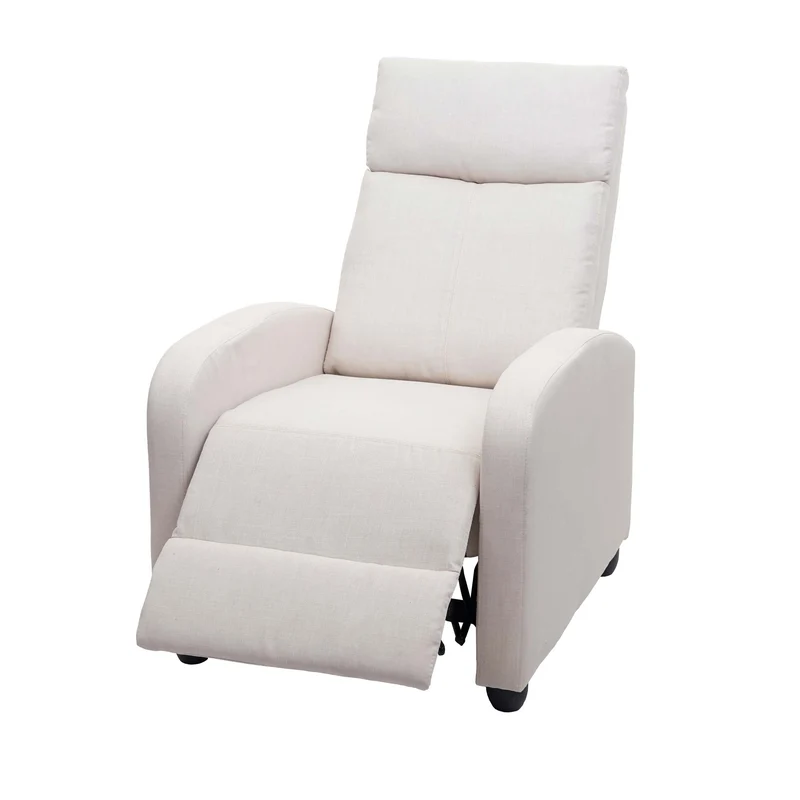 Fauteuil TV relaxation fonction inclinable réglable en tissu crème 04_0006877