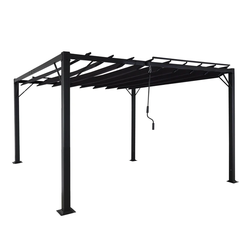 Pergola pavillon de jardin à lattes auvent de terrasse 8 cm cadre en aluminium tissu/textile 3 x 3m anthracite 04_0008118