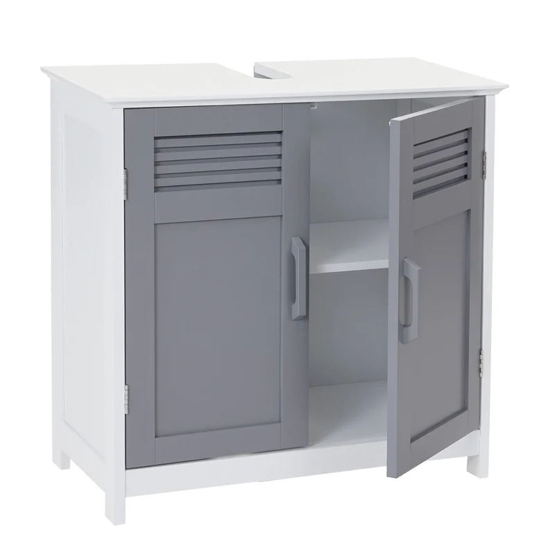 Meuble sous lavabo meuble de salle de bain sous évier 60 x 60 x 30 cm MDF gris 04_0007842