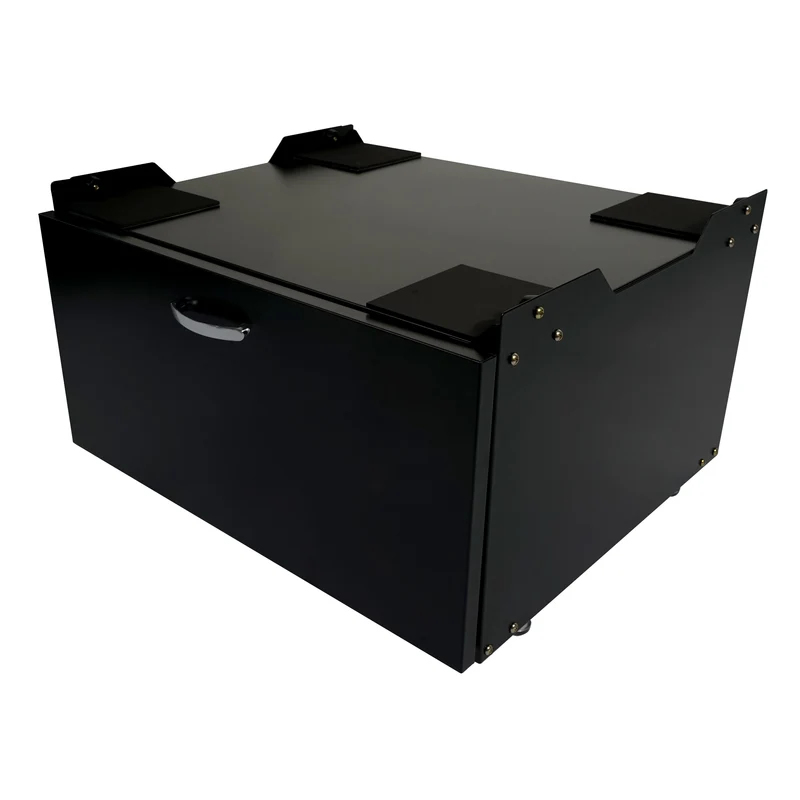 Meuble bas pour machine à laver avec tiroir 33 x 61 x 52 cm MDF et acier noir 04_0007835