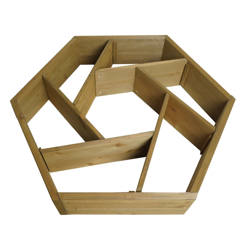 Jardinière pot de fleur parterre de fleurs 7 compartiments carré 100 x 87 cm extérieur bois de sapin marron 04_0007222