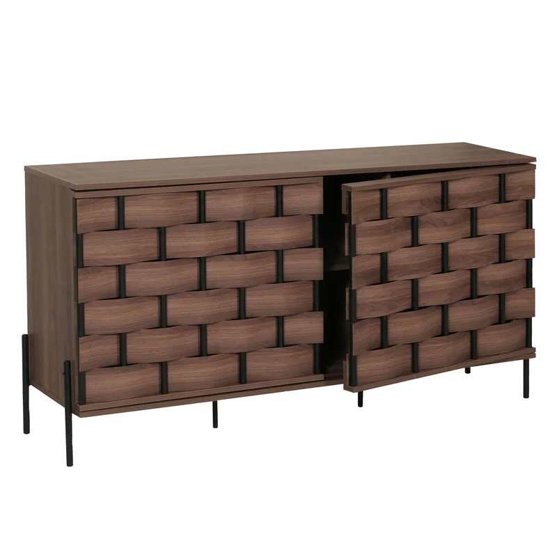 Buffet portes à ouverture par pression Aavec six compartiments de rangement 152x80x40 cm marron 04_0005994