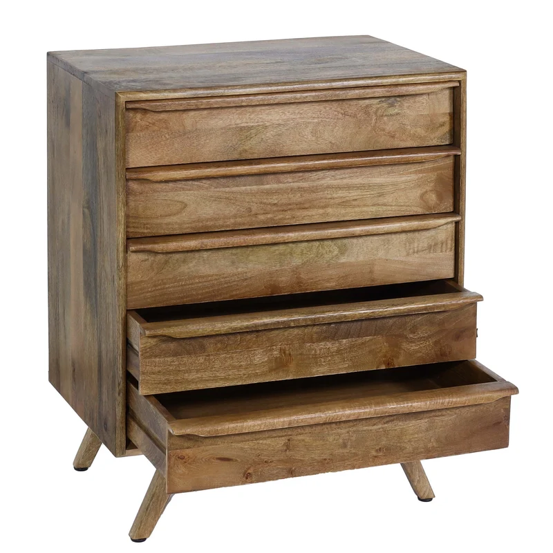 Buffet commode avec 5 tiroirs en bois de manguier 81 x 65 x 43 cm 04_0005977