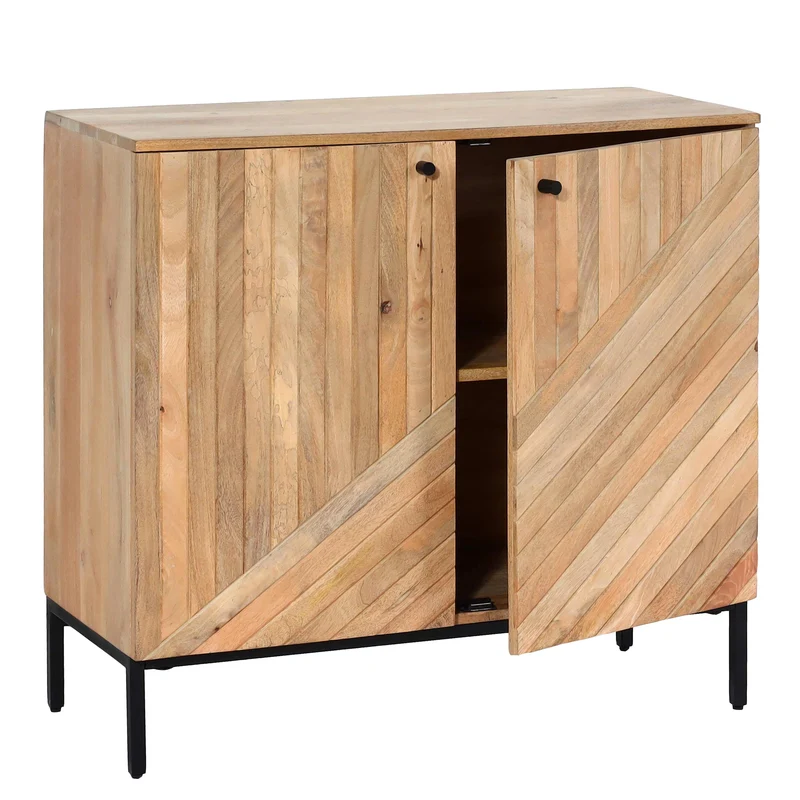 Buffet avec 2 portes et 2 compartiments de rangement bois de manguier 86 x 90 x 43 cm 04_0005976