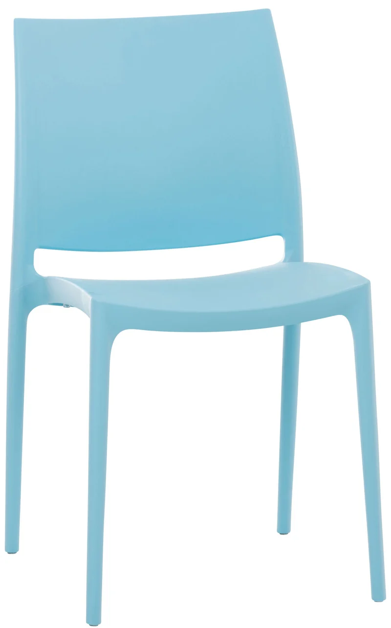 Chaise de jardin en plastique bleu design simple empilable 10_0000869