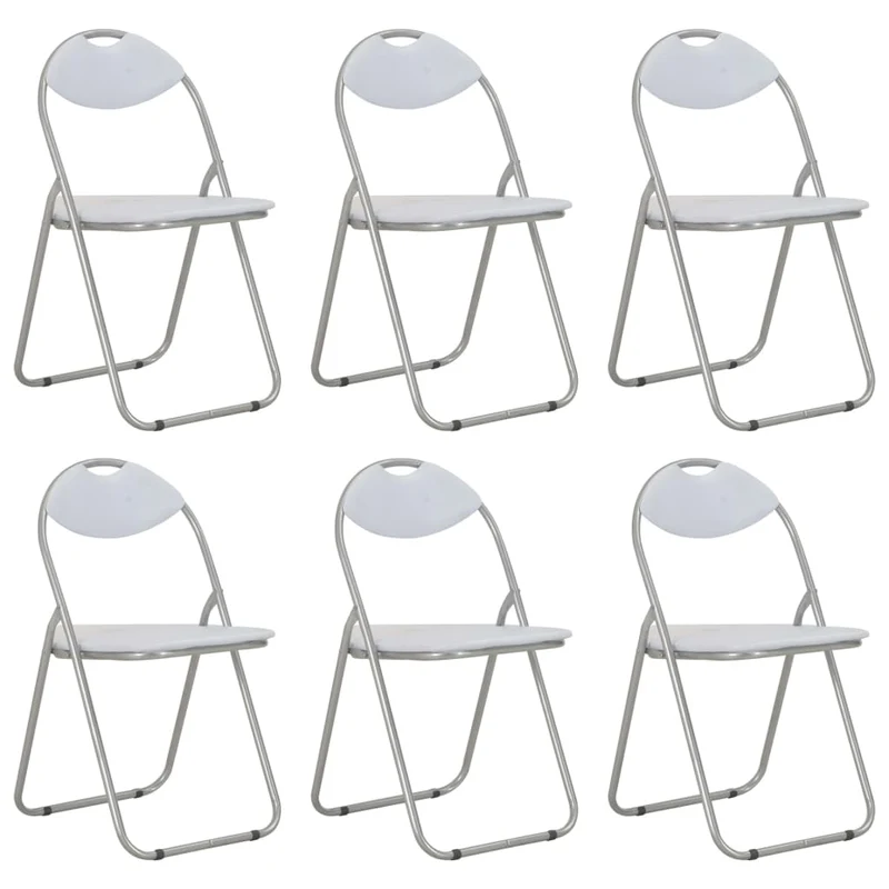 Lot de 6 chaises de salle à manger cuisine pliantes design rétro synthétique blanc CDS022778