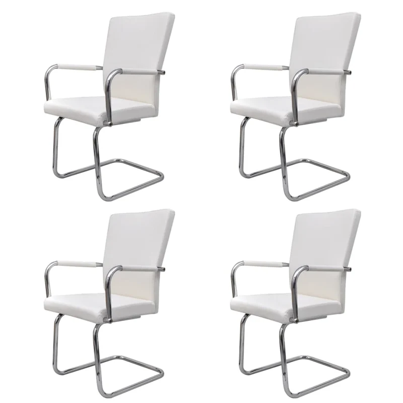 Lot de 4 chaises de salle à manger cuisine cantilever design moderne synthétique blanc CDS021347