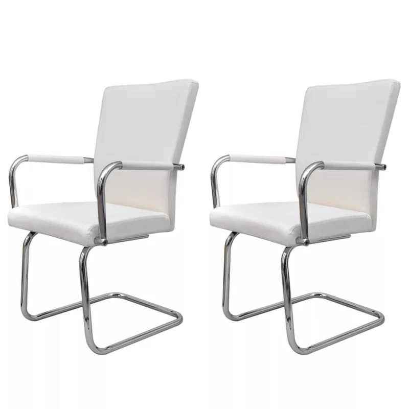 Lot de 2 chaises de salle à manger cuisine cantilever design moderne synthétique blanc CDS020301