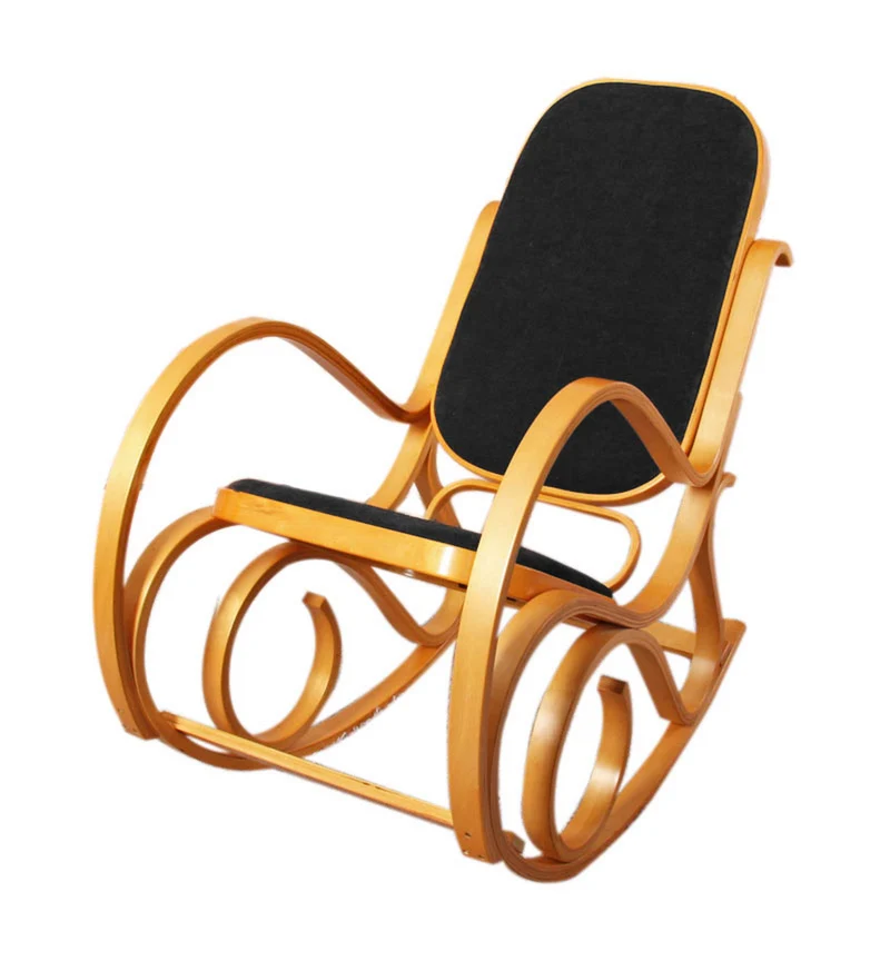 Fauteuil à bascule rocking chair imitation chêne synthétique noir FAB04044