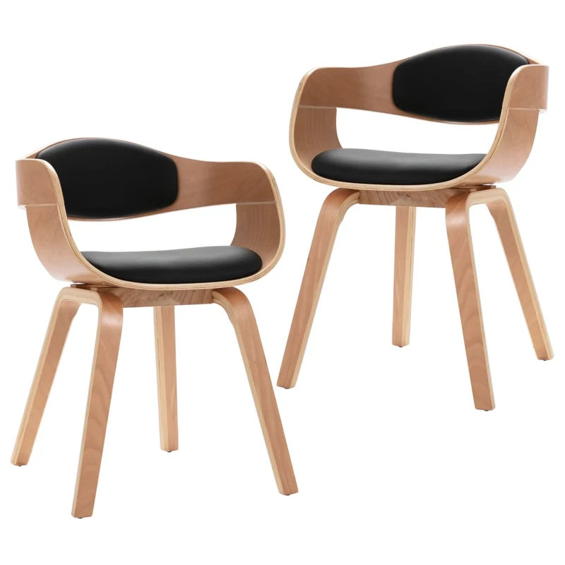 Lot de 2 chaises de salle à manger cuisine design intemporel bois courbé et synthétique CDS020270