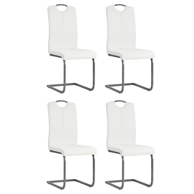 Lot de 4 chaises de salle à manger cuisine cantilever design contemporain synthétique blanc CDS021346