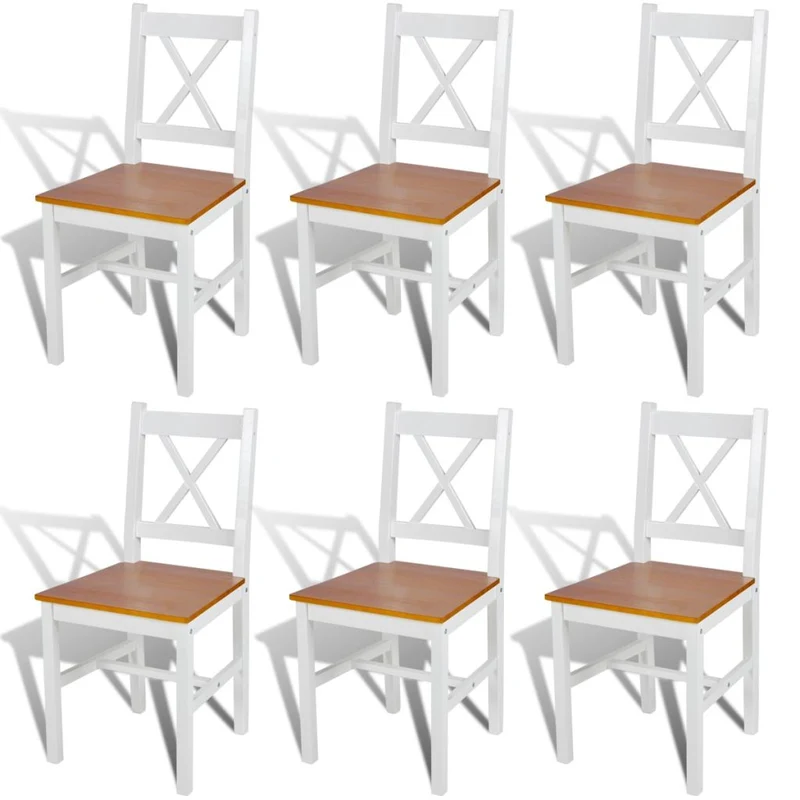 Lot de 6 chaises de salle à manger cuisine design classique Pinède blanc CDS022158