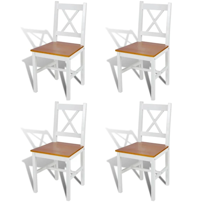 Lot de 4 chaises de salle à manger cuisine design classique bois de pin blanc CDS021233