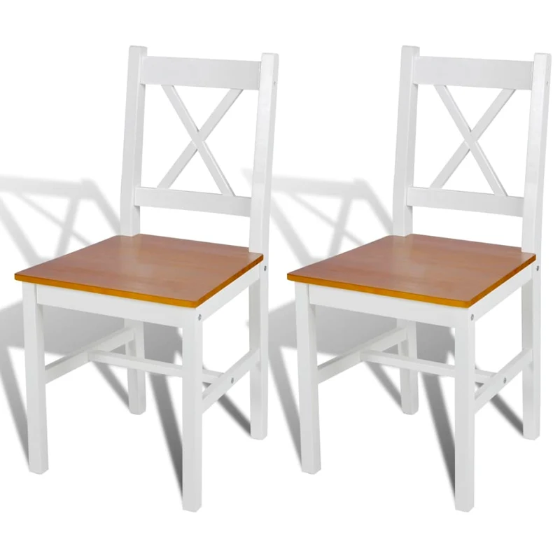 Lot de 2 chaises de salle à manger cuisine design classique bois de pin blanc CDS020167