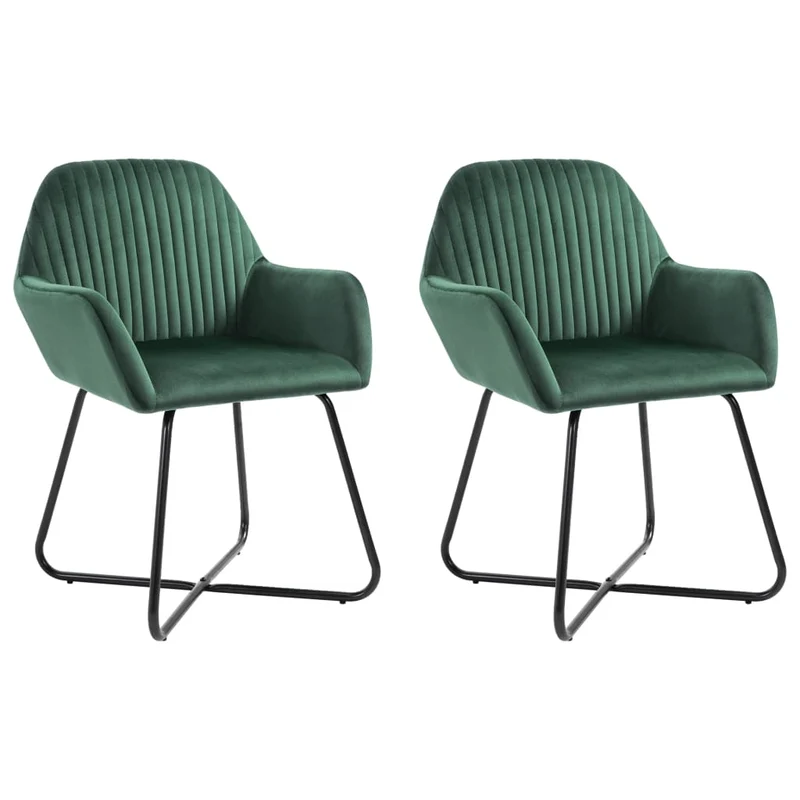 Lot de 2 chaises de salle à manger cuisine design moderne velours vert CDS021136