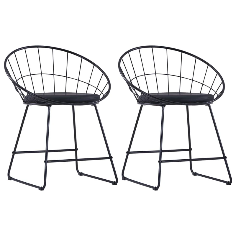 Lot de 2 chaises de salle à manger cuisine design moderne acier noir CDS020792