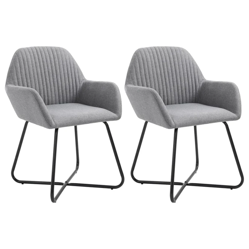 Lot de 2 chaises de salle à manger cuisine design moderne tissu gris clair CDS020488